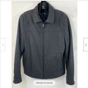 Men's GUESS Casual Jacket Size Small Grey Black Color Double Full Zip Wool Coat